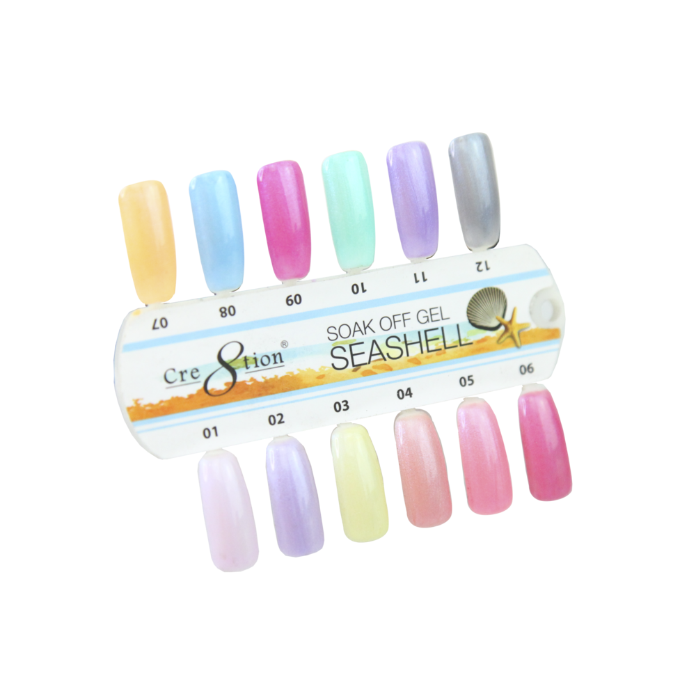 Cre8tion Seashell Gel Color Chart 12 colors