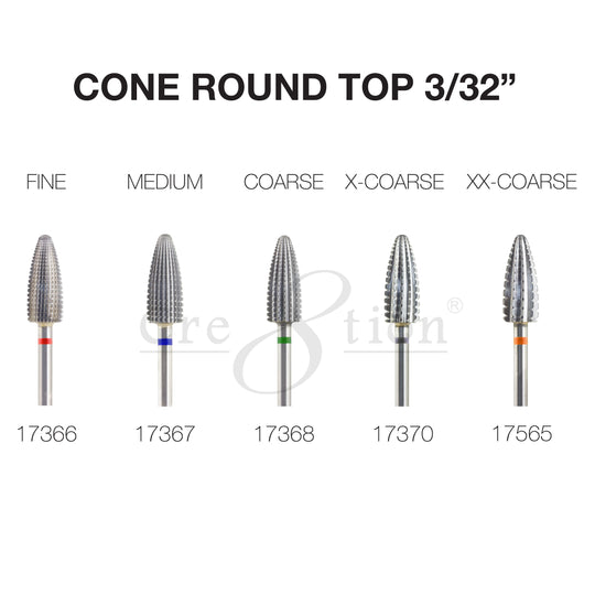 Cre8tion - Cone Round Top - Nail Filing Bit - 3/32"