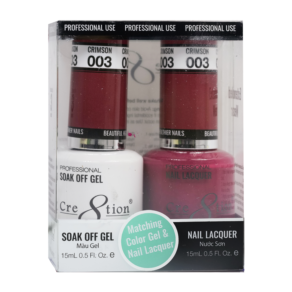 Cre8tion Matching Color Gel & Nail Lacquer 03 Crimson - Lamaisononlinestore