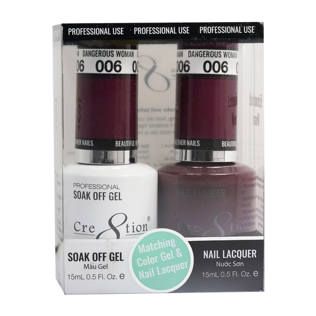 Cre8tion Matching Color Gel & Nail Lacquer 06 Dangerous Woman - Lamaisononlinestore