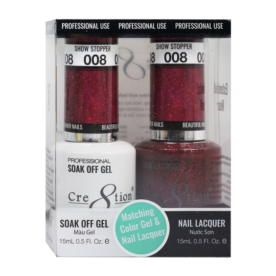 Cre8tion Matching Color Gel & Nail Lacquer 08 Show Stopper (Glitter) - Lamaisononlinestore