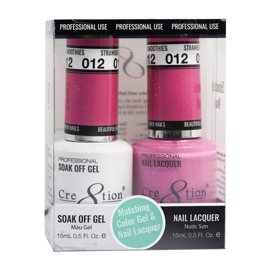 Cre8tion Matching Color Gel & Nail Lacquer 12 Strawberry Smoothies - Lamaisononlinestore