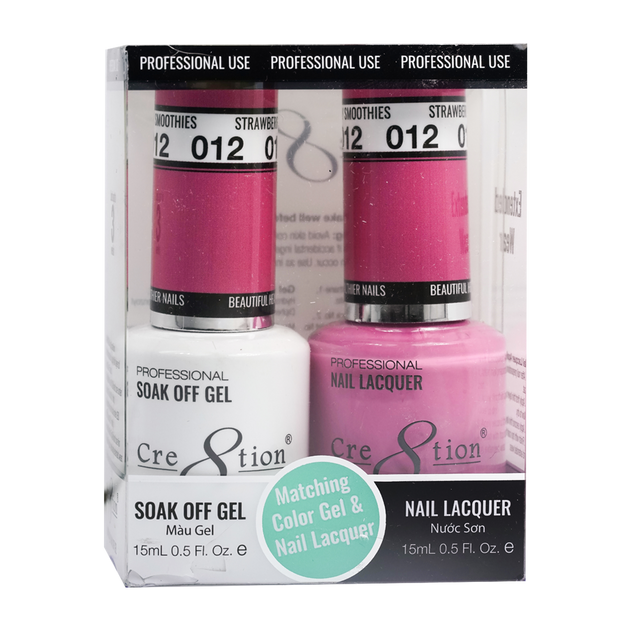 Cre8tion Matching Color Gel & Nail Lacquer 12 Strawberry Smoothies - Lamaisononlinestore