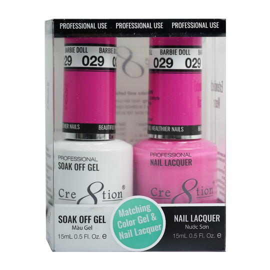 Cre8tion Matching Color Gel & Nail Lacquer 29 Barbie Doll (Neon) - Lamaisononlinestore