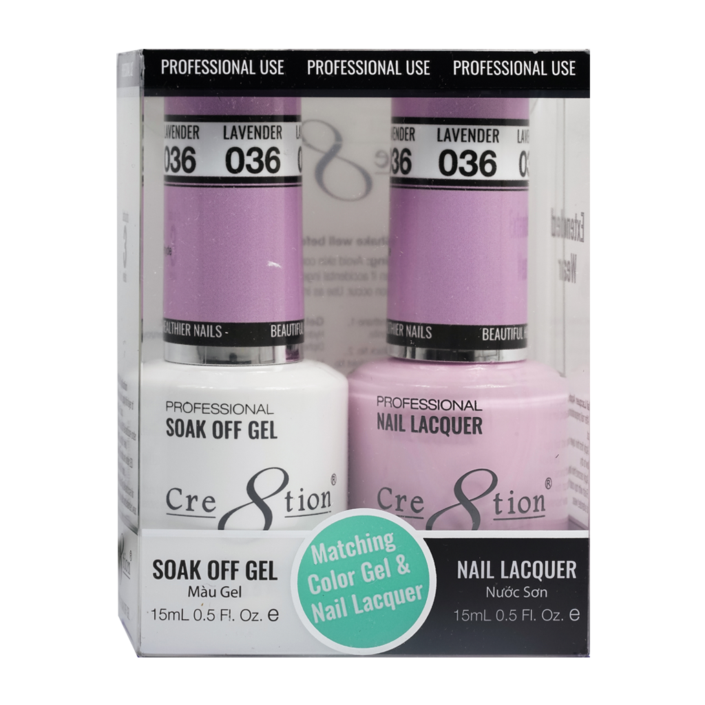 Cre8tion Matching Color Gel & Nail Lacquer 36 Lavender - Lamaisononlinestore