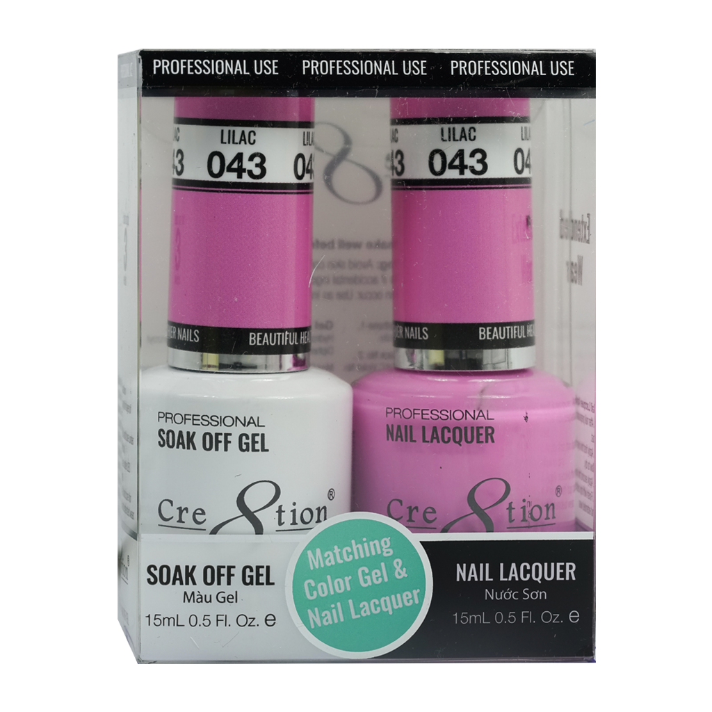 Cre8tion Matching Color Gel & Nail Lacquer 43 Lilac - Lamaisononlinestore