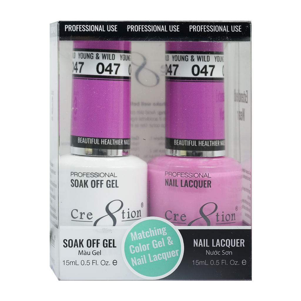 Cre8tion Matching Color Gel & Nail Lacquer 47 Young And Wild - Lamaisononlinestore