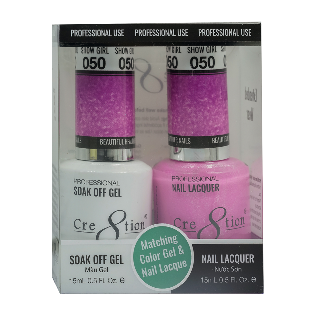 Cre8tion Matching Color Gel & Nail Lacquer 50 Show Girl (Glitter) - Lamaisononlinestore