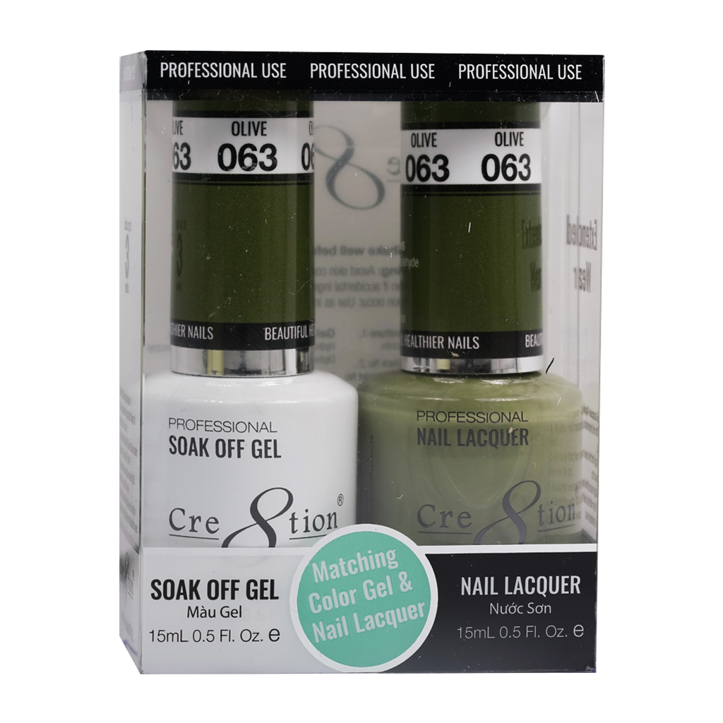 Cre8tion Matching Color Gel & Nail Lacquer 63 Olive - Lamaisononlinestore