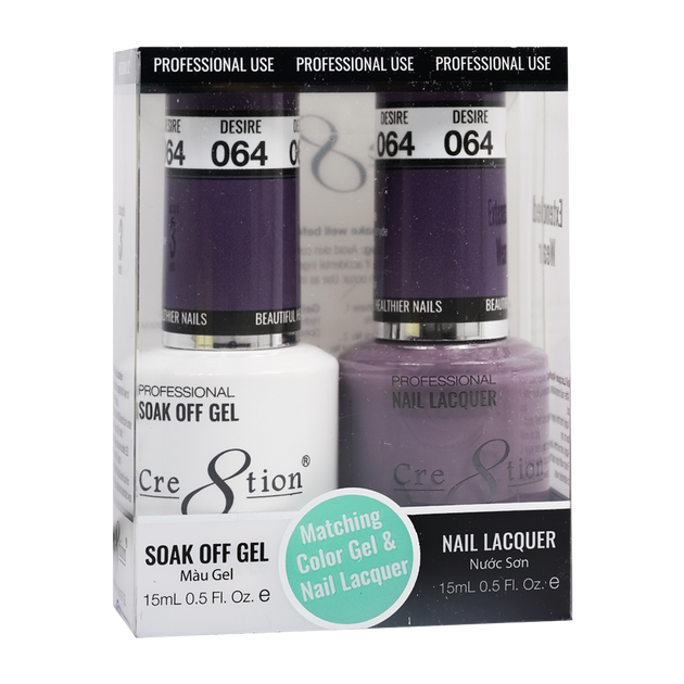 Cre8tion Matching Color Gel & Nail Lacquer 64 Desire - Lamaisononlinestore