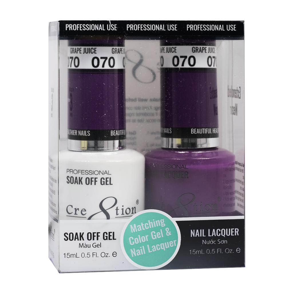 Cre8tion Matching Color Gel & Nail Lacquer 70 Grape Juice - Lamaisononlinestore