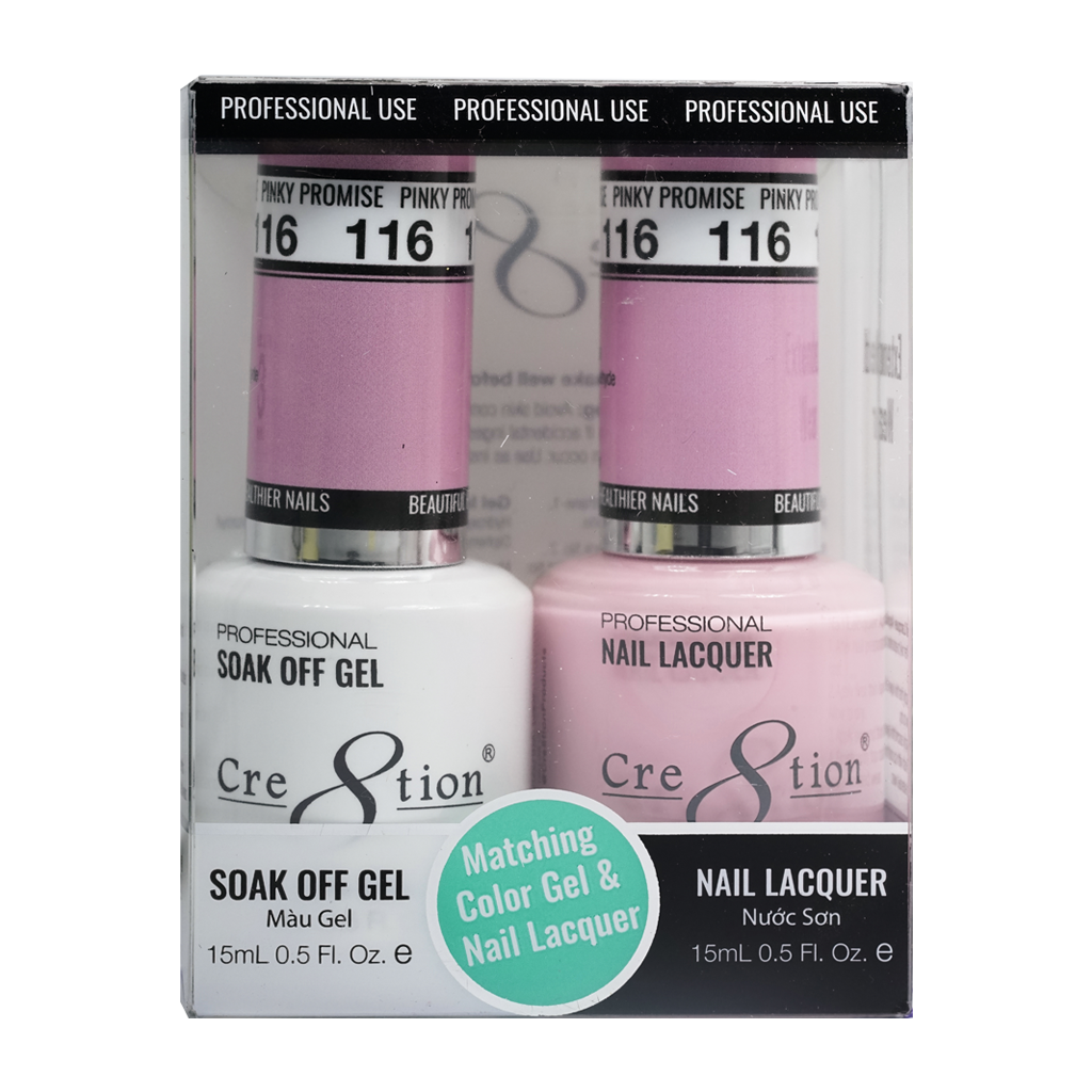 Cre8tion Matching Color Gel & Nail Lacquer 116 Pinky Promise - Treasure4nails