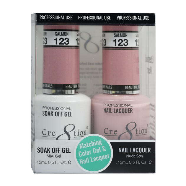 Cre8tion Matching Color Gel & Nail Lacquer 123 Salmon - Treasure4nails