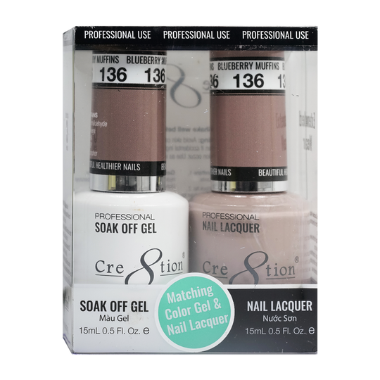 Cre8tion Matching Color Gel & Nail Lacquer 136 Window Tint - Treasure4nails