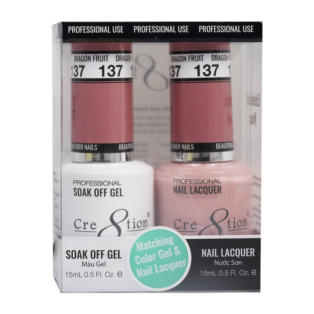 Cre8tion Matching Color Gel & Nail Lacquer 137 Dragon Fruit - Treasure4nails